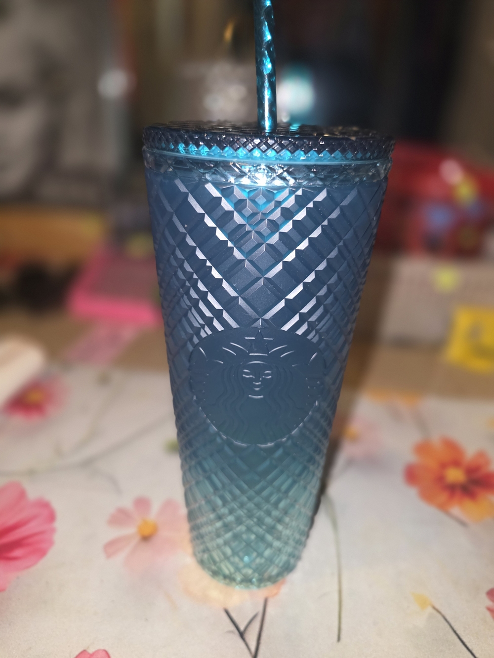 Starbucks Teal to Blue Ombre Studded Cold Cup Tumbler with Straw